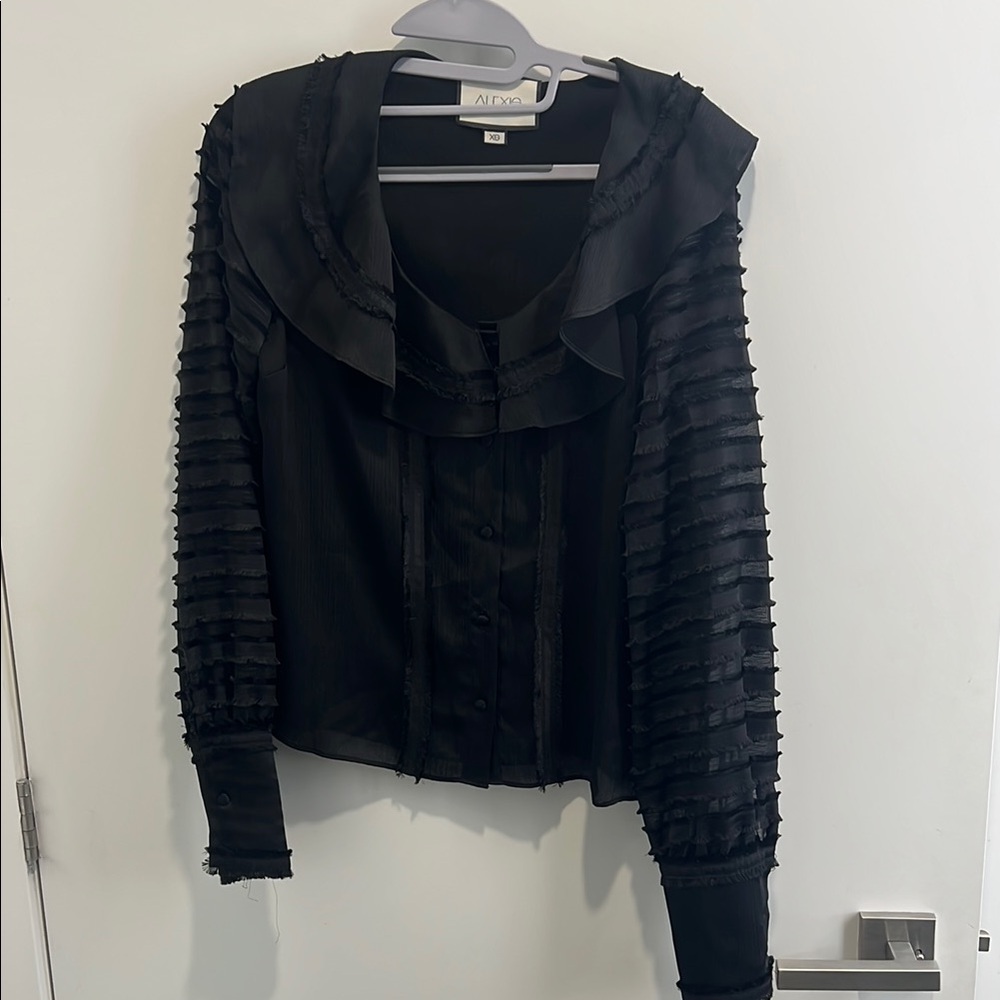 Alexis Black Ruffled Sailor Collar Blouse